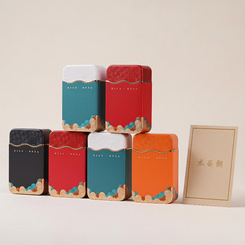 Food Storage Safe - 무독성 직사각형 물결무늬 금속 차 보관함