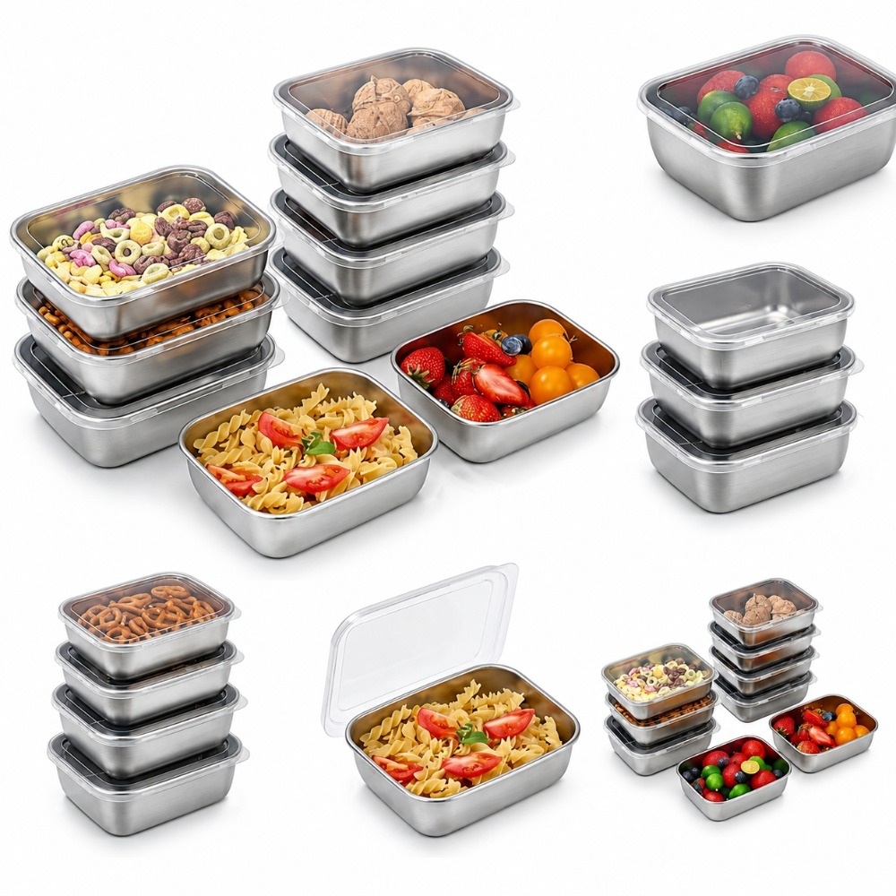 Food Storage Equipment - 6pcs 스텐 밀폐 용기 스텐 반찬통