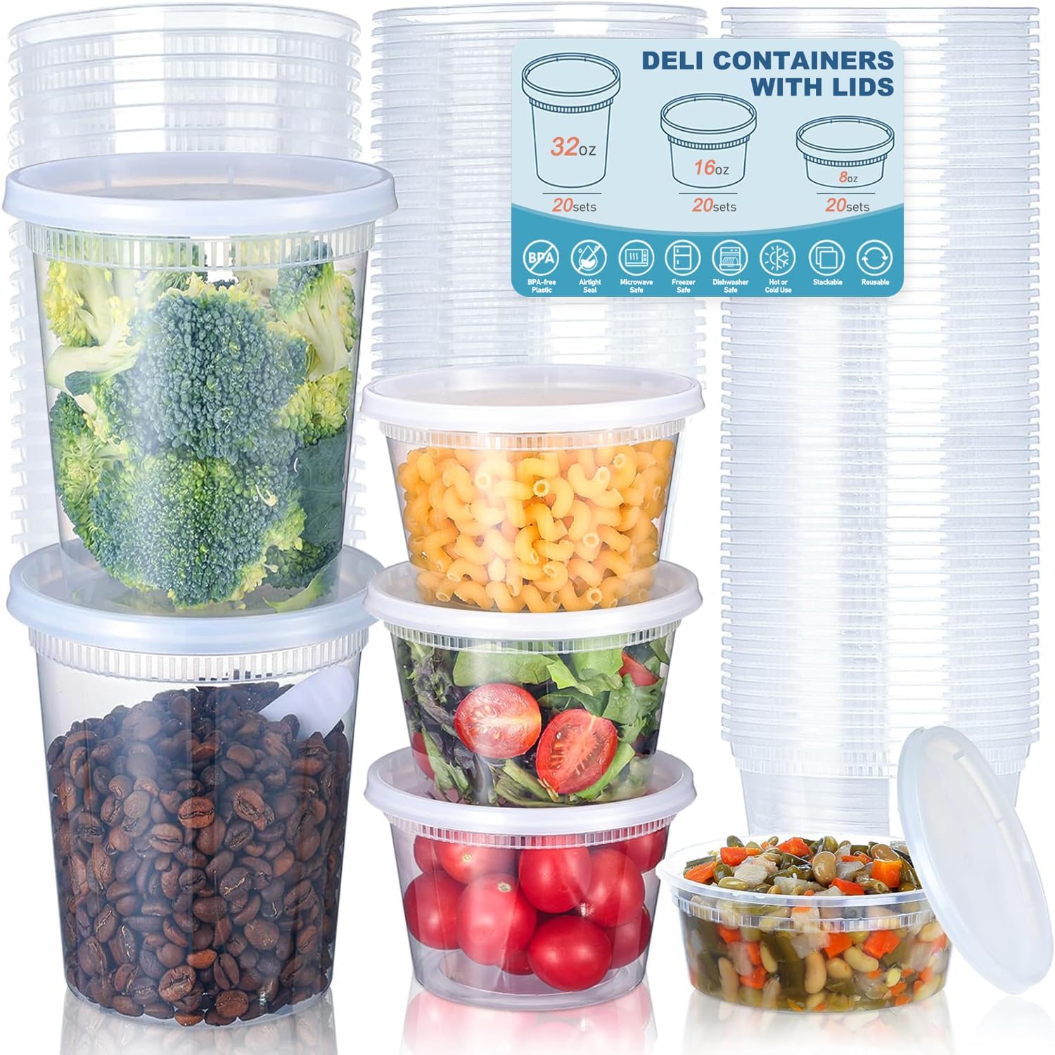 Food Storage Boxes With Lids - 뚜껑이 있는 24개 델리 식품 보관