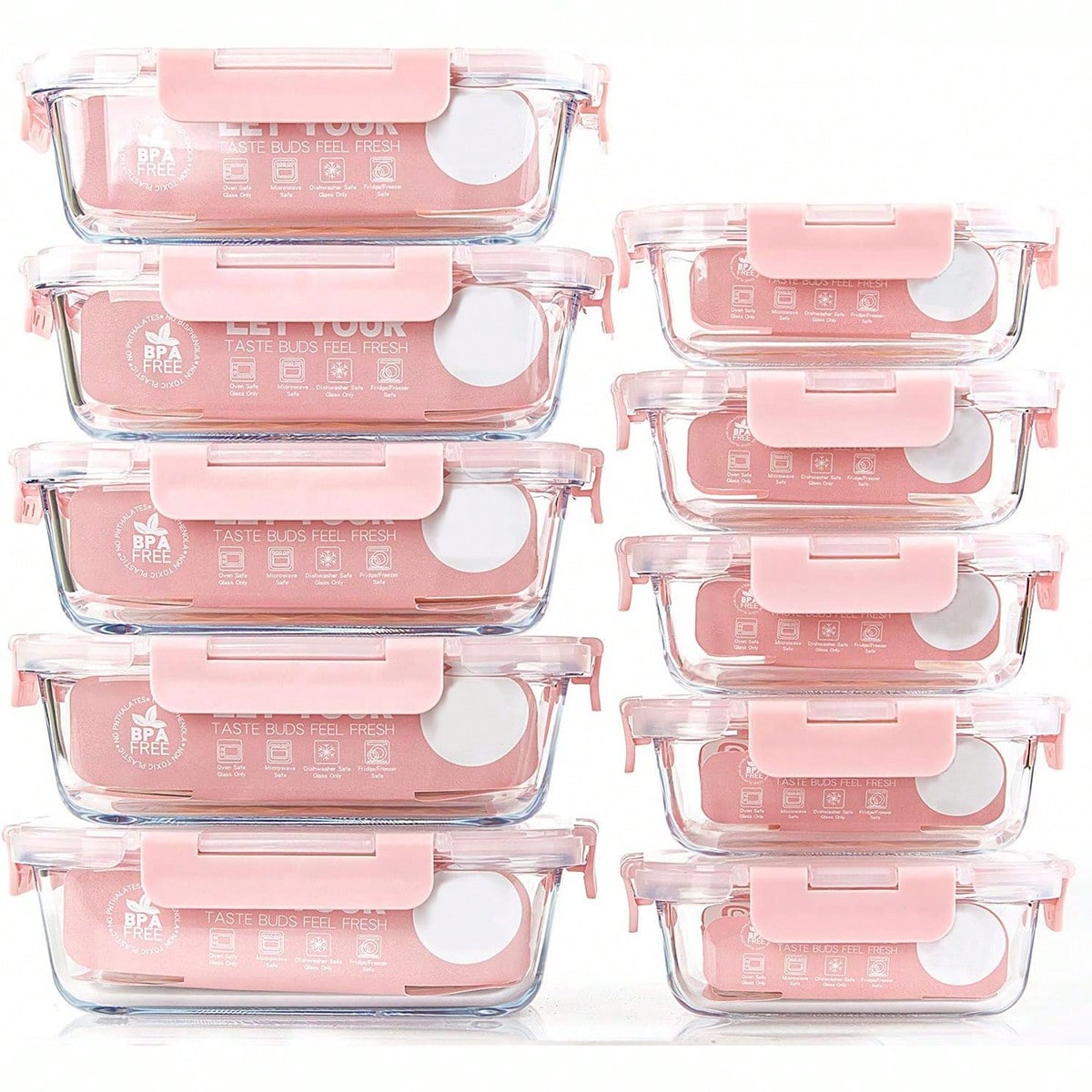 Food Storage Equipment - 10팩 유리 밀프렙 용기, 뚜껑이 있는