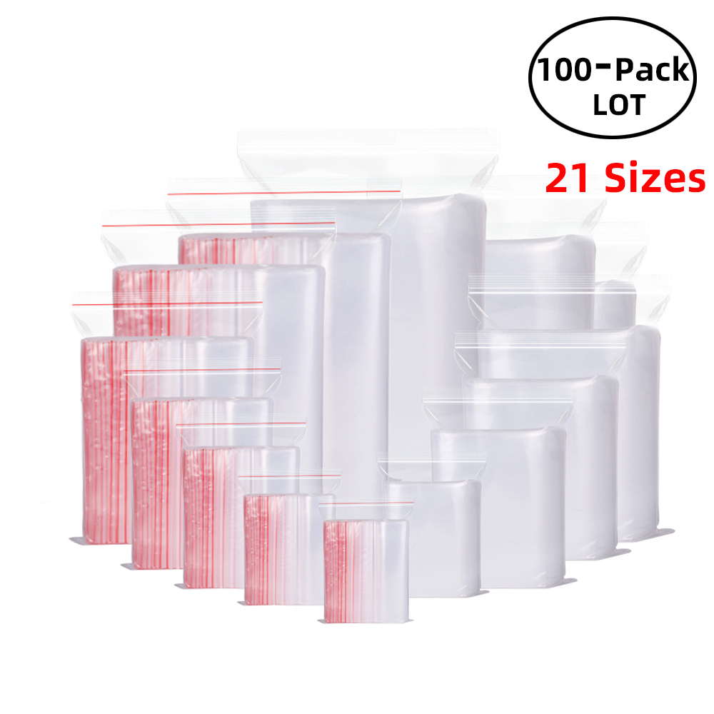 Food Storage Ziploc Bags - 100 개/갑 Resealable 지퍼 잠금 가방