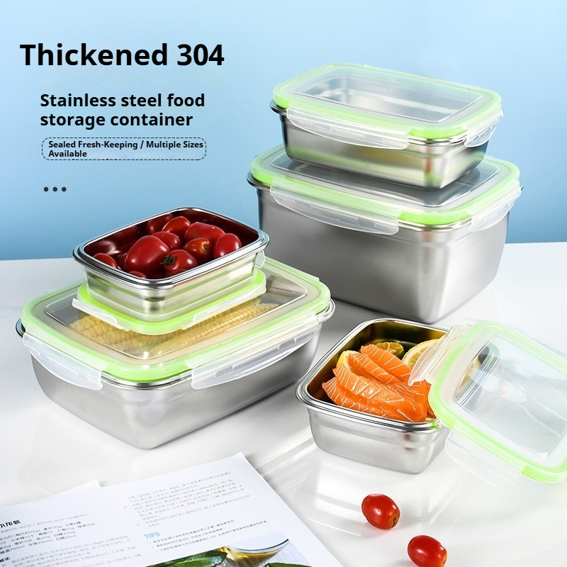 Food Storage Boxes With Lids - 304 스테인리스 스틸 도시락 세트, 실리콘