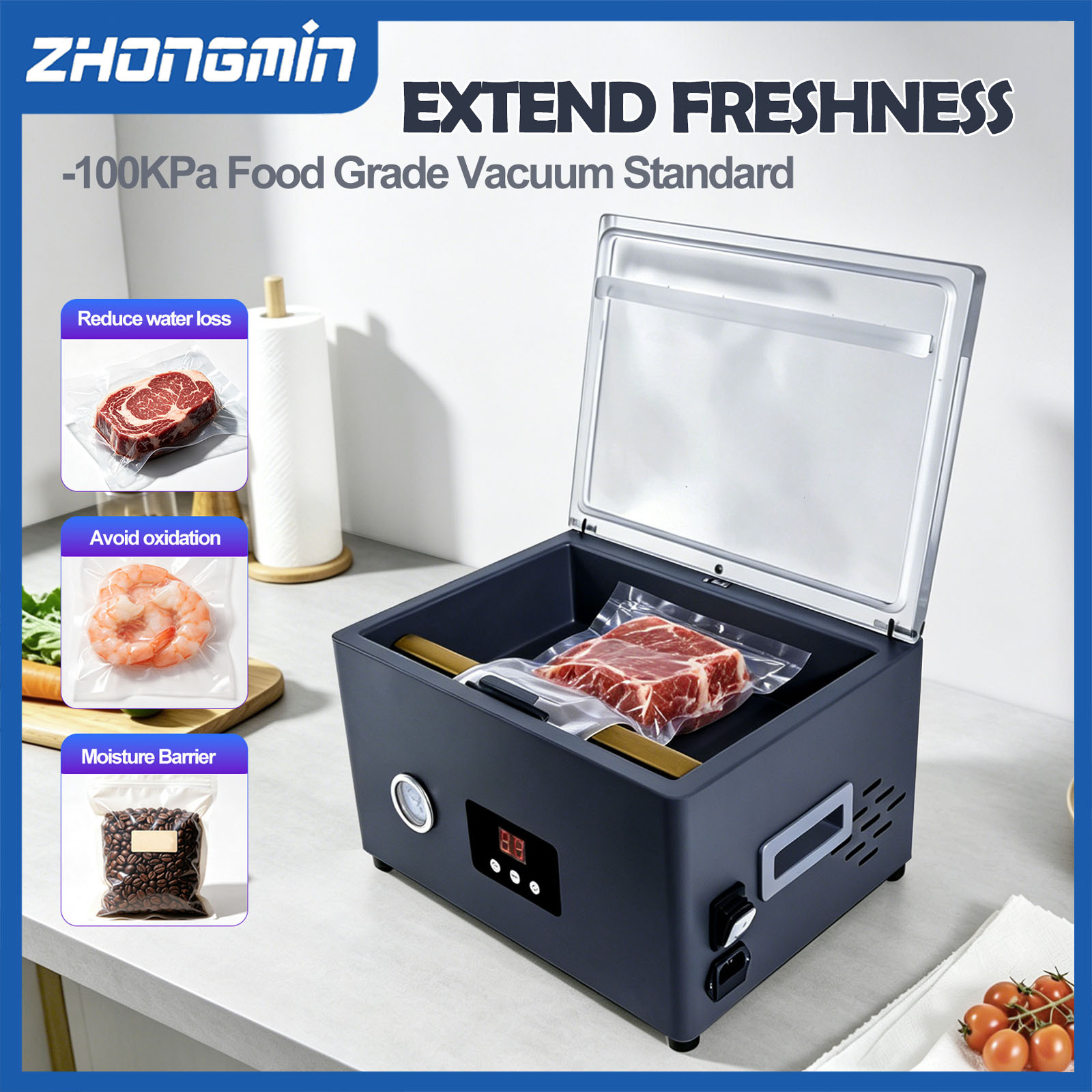 Food Storage Vacuum - ZM-CVS300 식품 진공 포장기, 전기식 자동