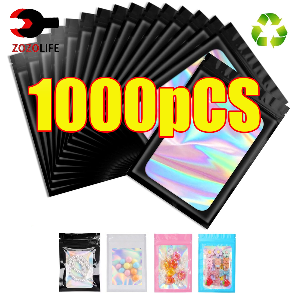 Food Storage Ziploc Bags - 10-1000Pcs 홀로그램 지플락 가방 매니큐어 속눈썹