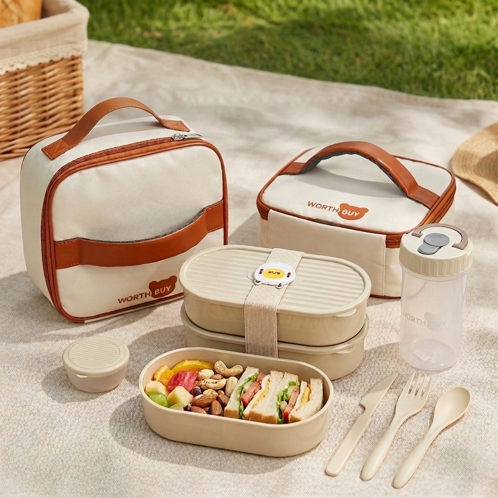 Food Storage Kits - 2개 세트 재사용 가능한 플라스틱 도시락통,