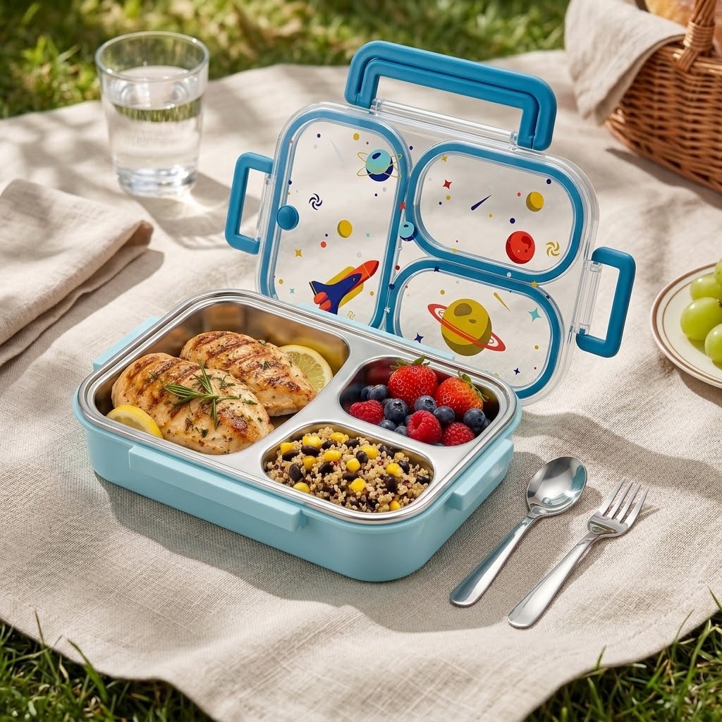 Food Storage Safe - 900ML 귀여운 304 스테인리스 스틸 분리형