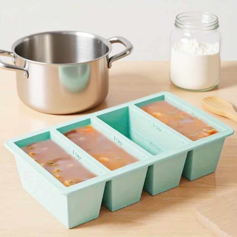 Food Storage Frozen - 1Pc 실리콘 냉동고 트레이 뚜껑 포함