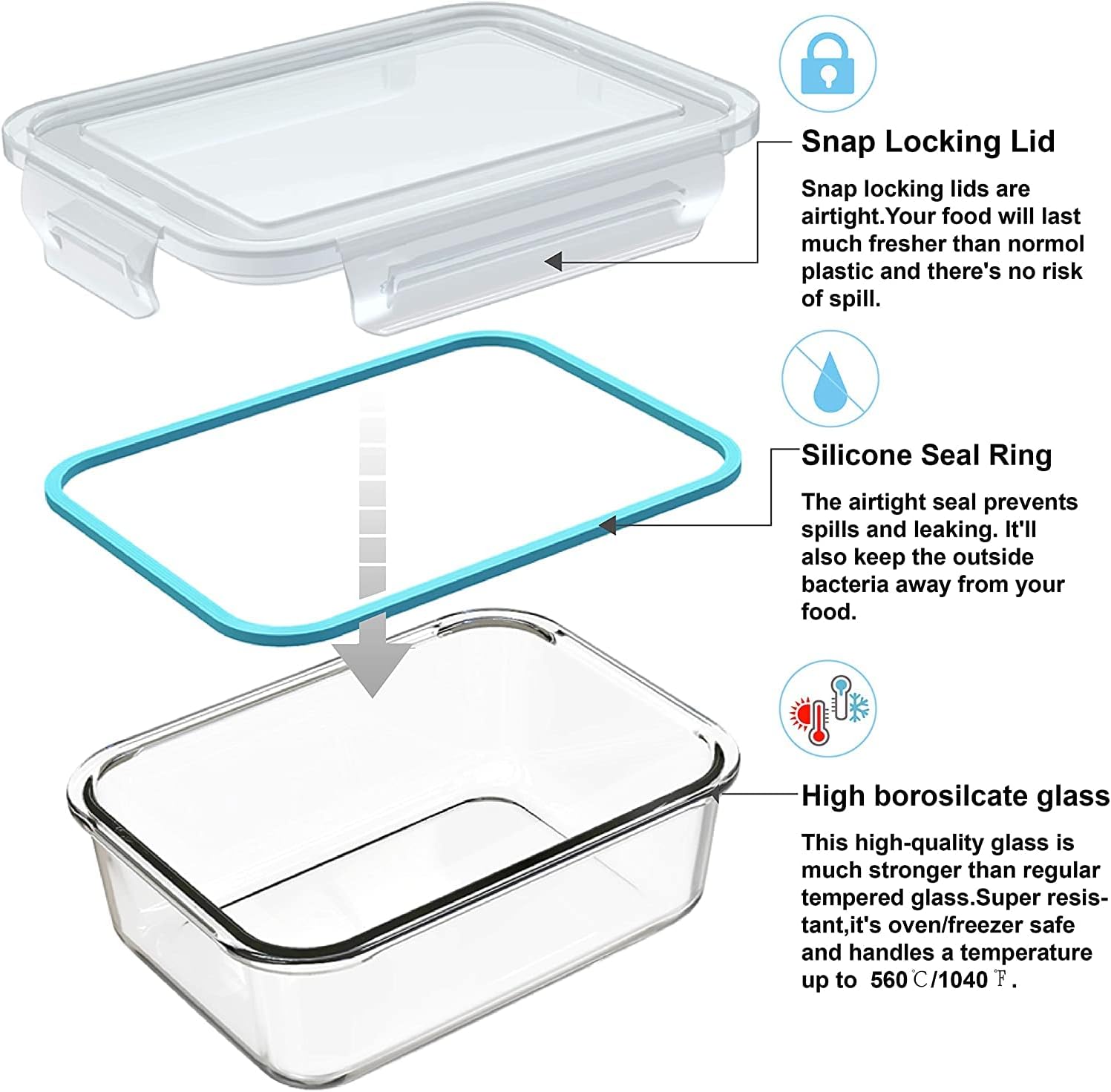 뚜껑이 있는 18개의 유리 식품 보관 용기 세트, 9개 - Food Storage Glass Set 리뷰 및 가격