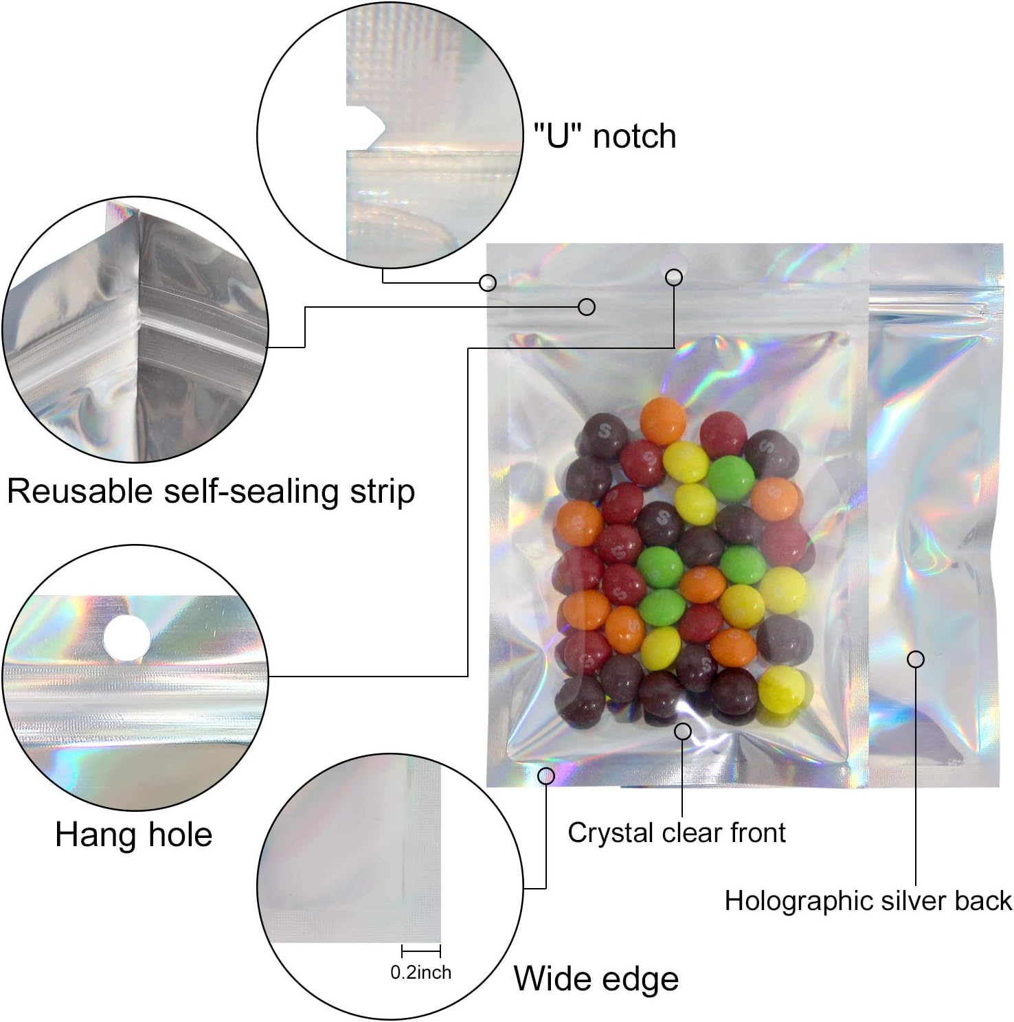 플라스틱 홀로그램 캔디 식품 파우치, 레이저 밀봉 가방 - Food Storage Ziploc Bags 리뷰 및 가격
