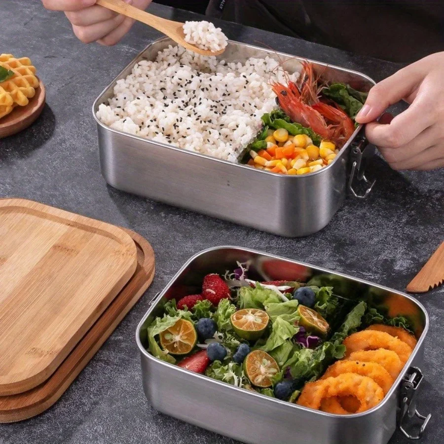 새로운 304 스테인리스 스틸 대나무 뚜껑 도시락, 일 - Food Storage Equipment 리뷰 및 가격