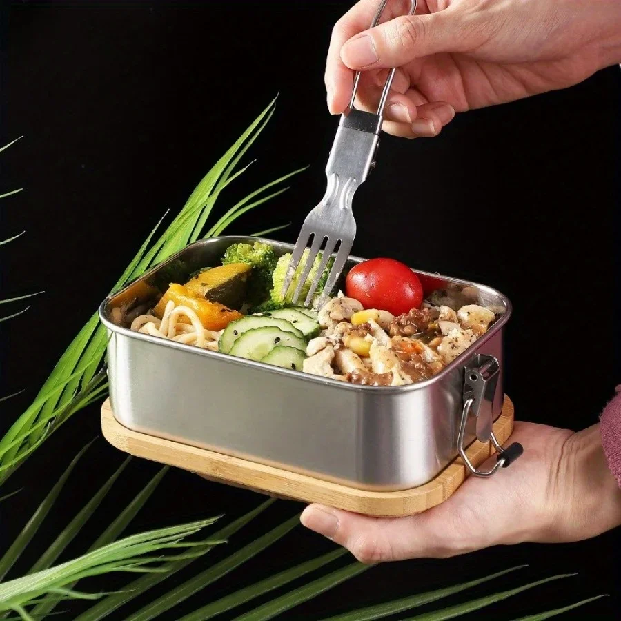 새로운 304 스테인리스 스틸 대나무 뚜껑 도시락, 일 - Food Storage Equipment 리뷰 및 가격