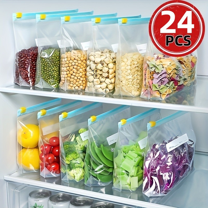 24개 재사용 가능한 지퍼락 식품 보관 가방, 과일,  - Food Storage Ziploc Bags 리뷰 및 가격