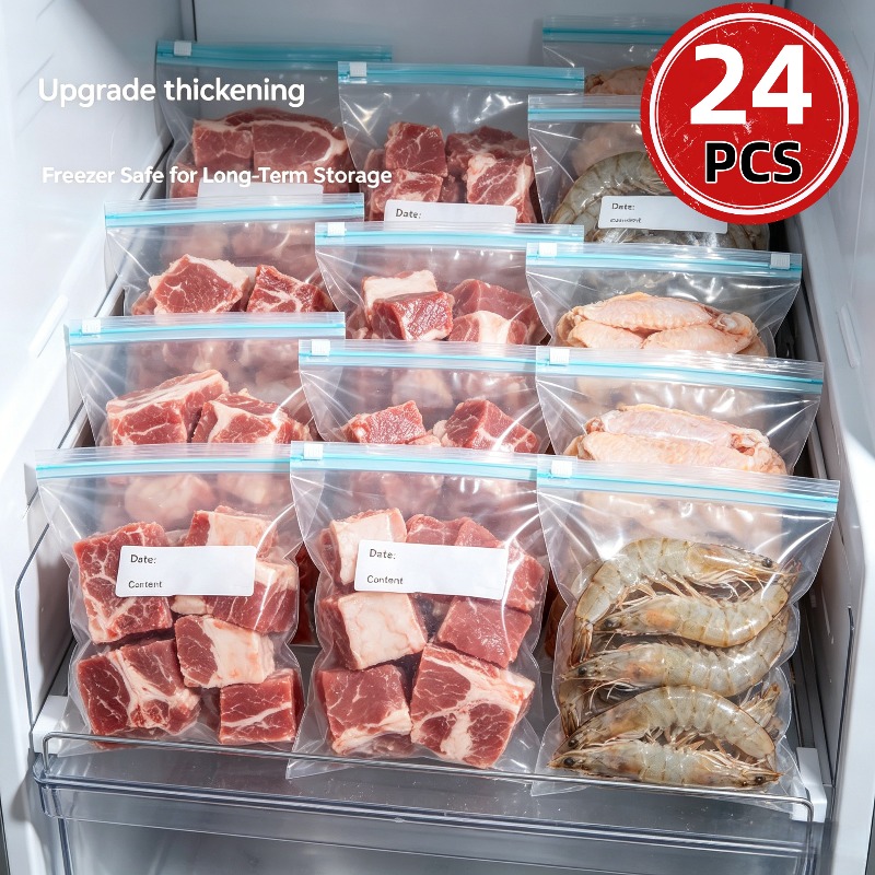24개 재사용 가능한 지퍼락 식품 보관 가방, 과일,  - Food Storage Ziploc Bags 리뷰 및 가격