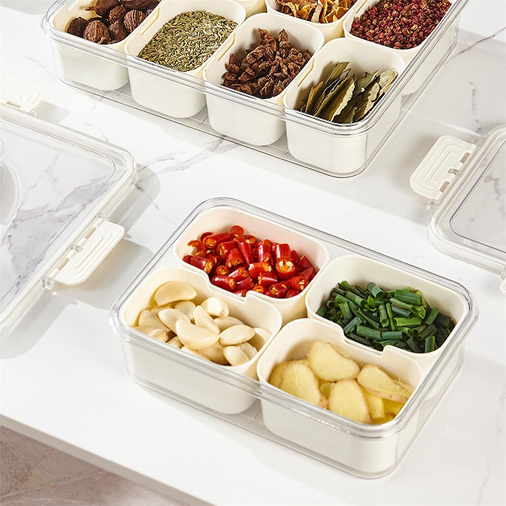 휴대용 식품 보관함, 스낵 보관함, 뚜껑이 있는 4칸, - Food Storage Equipment 리뷰 및 가격