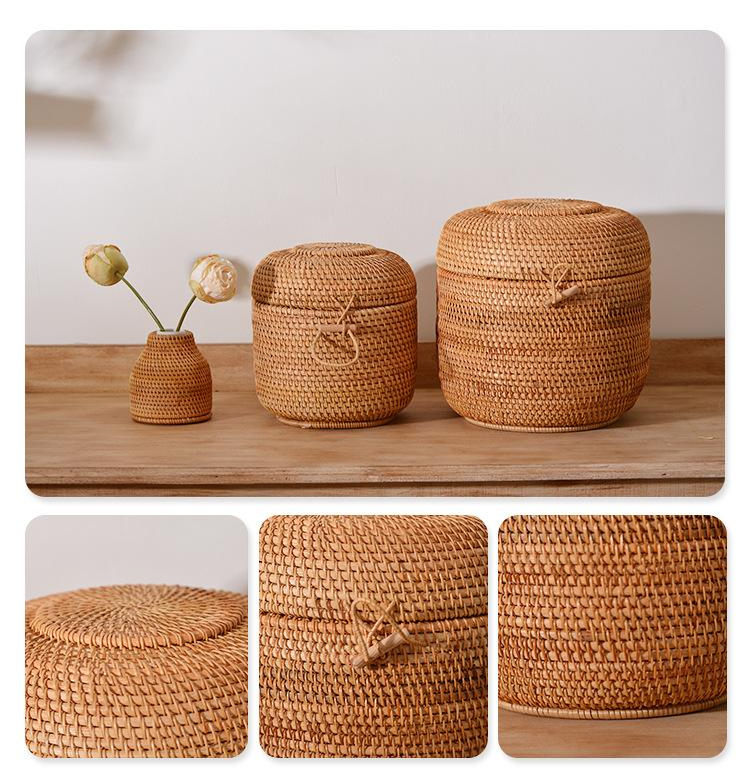 뚜껑이있는 손으로 짠 등나무 차 보관 상자 Puer 티 - Food Storage Quart 리뷰 및 가격