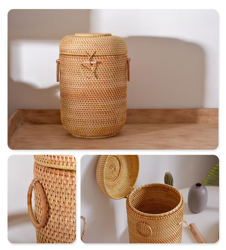 뚜껑이있는 손으로 짠 등나무 차 보관 상자 Puer 티 - Food Storage Quart 리뷰 및 가격