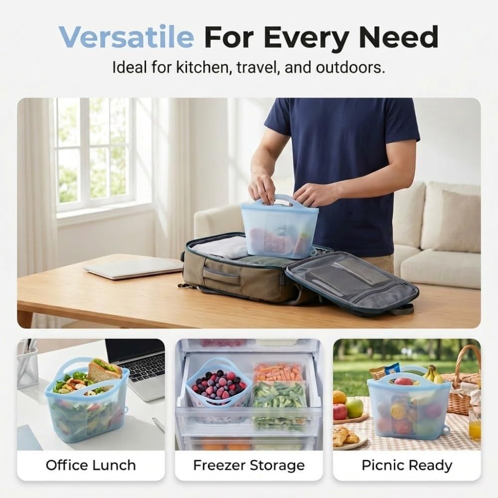 1500ml 식품 보관 가방 재사용 가능한 누출 방지  - Food Storage Ziploc Bags 리뷰 및 가격