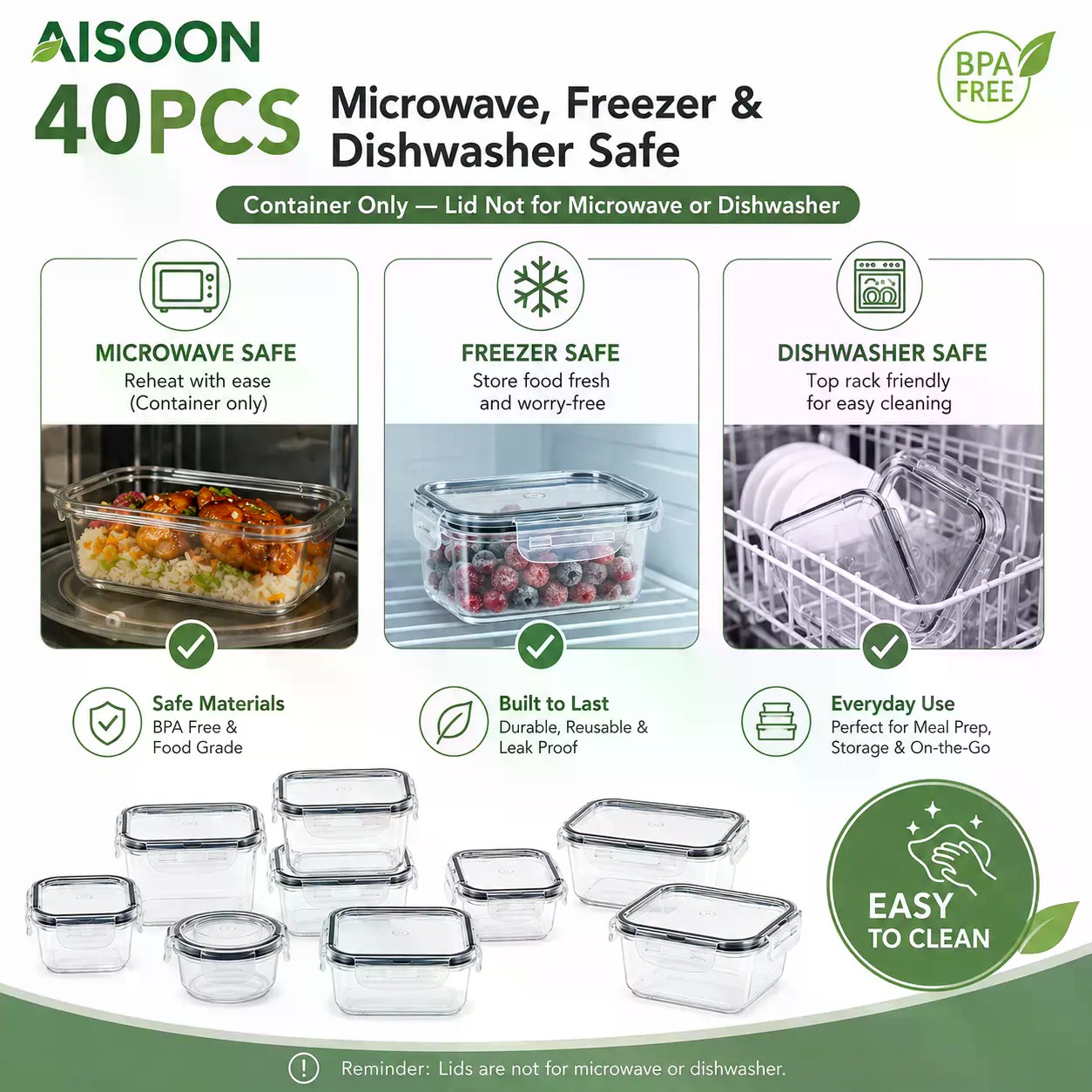 40개입 초대형 85oz 실리콘 밀폐 식품 보관 용기  - Food Storage Boxes With Lids 리뷰 및 가격