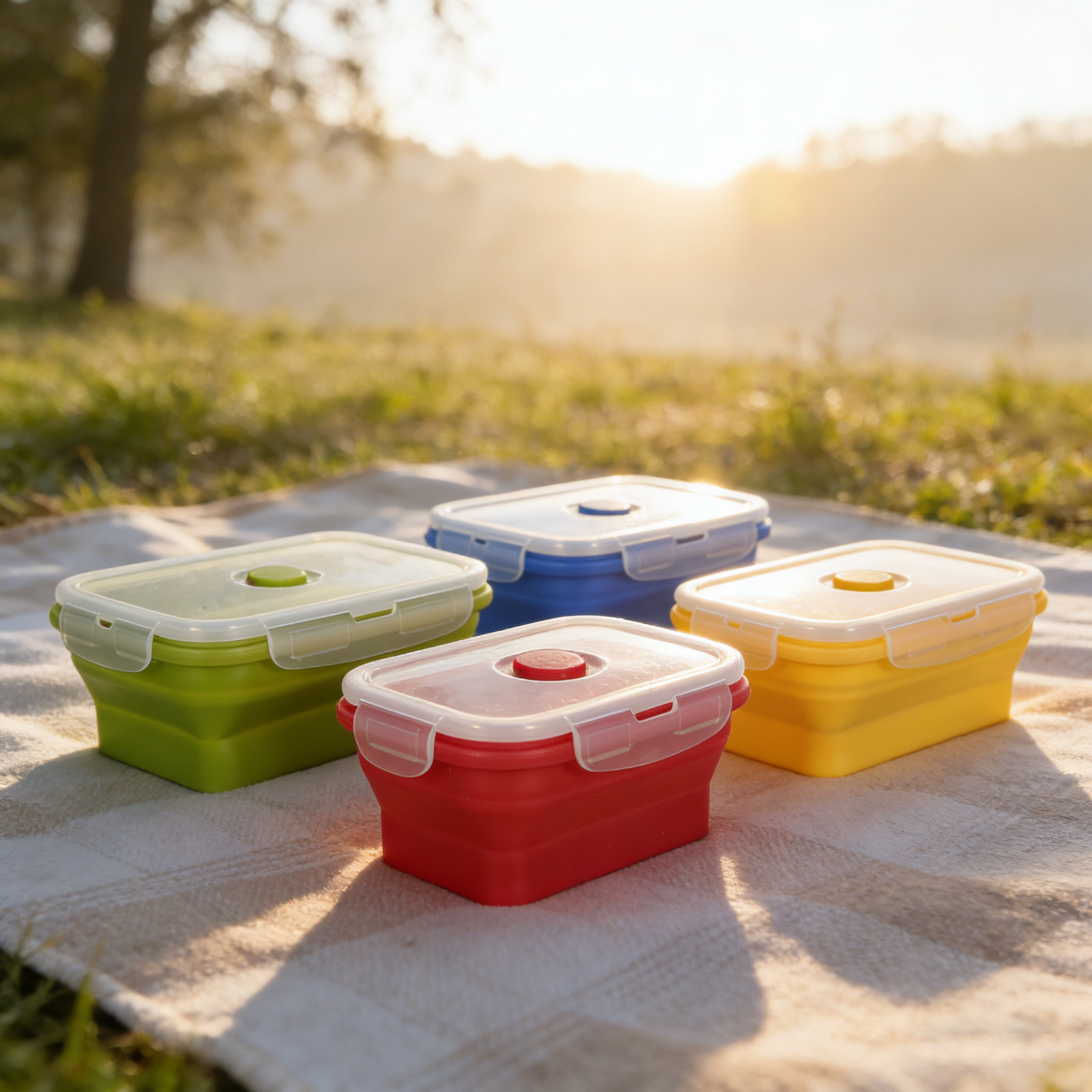 4개 세트, 접을 수 있는 실리콘 재질의 도시락 용기, - Food Storage Safe 리뷰 및 가격