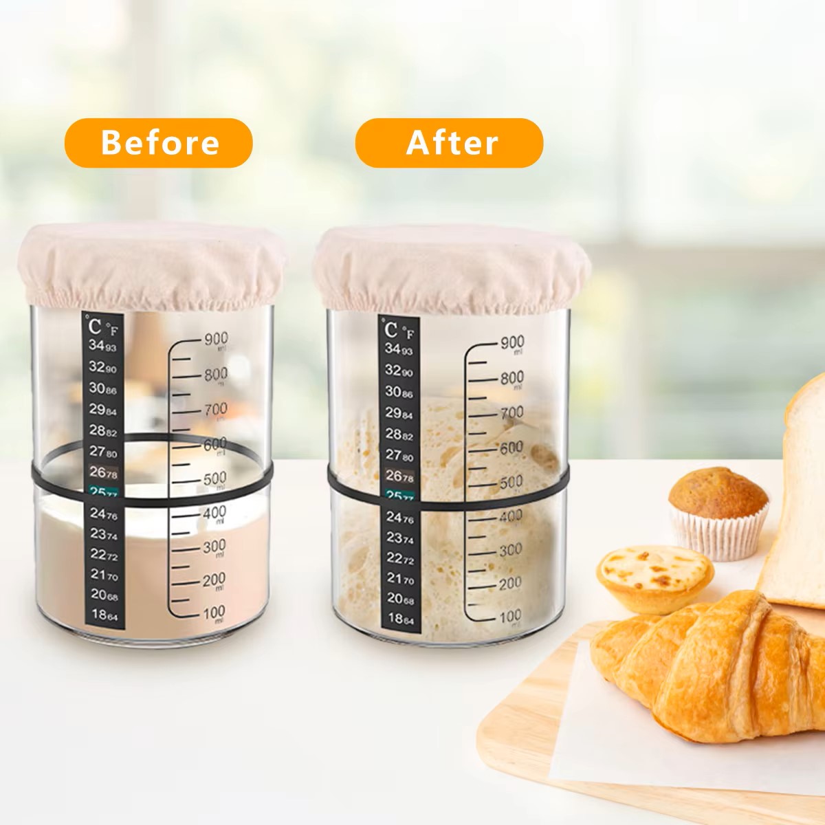 1500/900ml 사워도우 스타터 유리병 세트, 내열 - Food Storage Glass Set 리뷰 및 가격