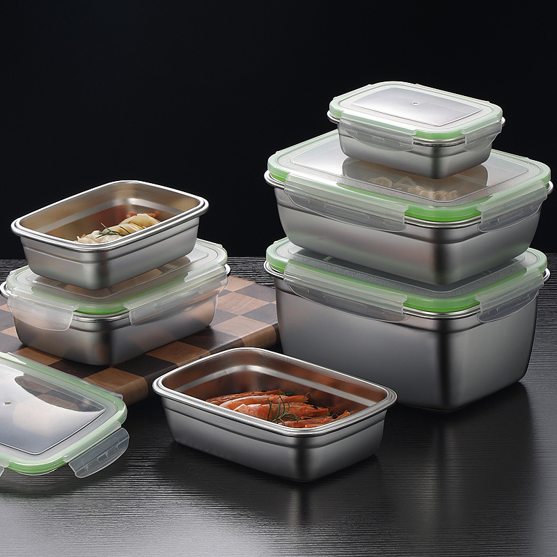 304 스테인리스 스틸 도시락 세트, 실리콘 투명 뚜껑 - Food Storage Boxes With Lids 리뷰 및 가격