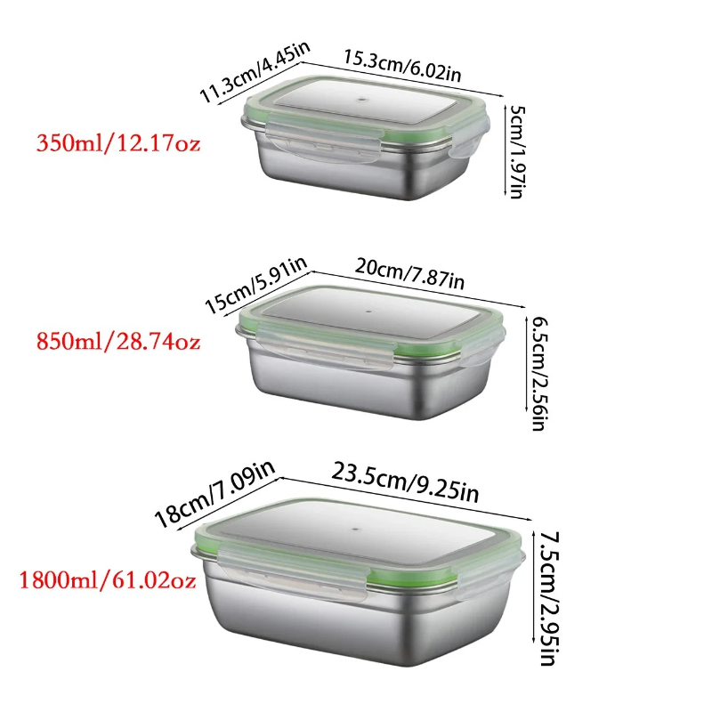 304 스테인리스 스틸 도시락 세트, 실리콘 투명 뚜껑 - Food Storage Boxes With Lids 리뷰 및 가격