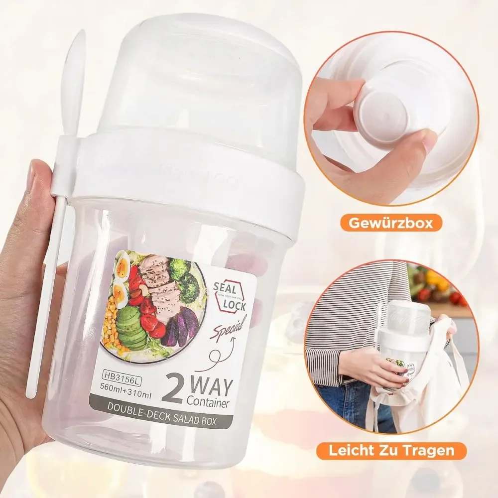 샐러드 컵 아침 식사 컵 휴대용 식품 저장 도시락 상자 - Food Storage Kits 리뷰 및 가격