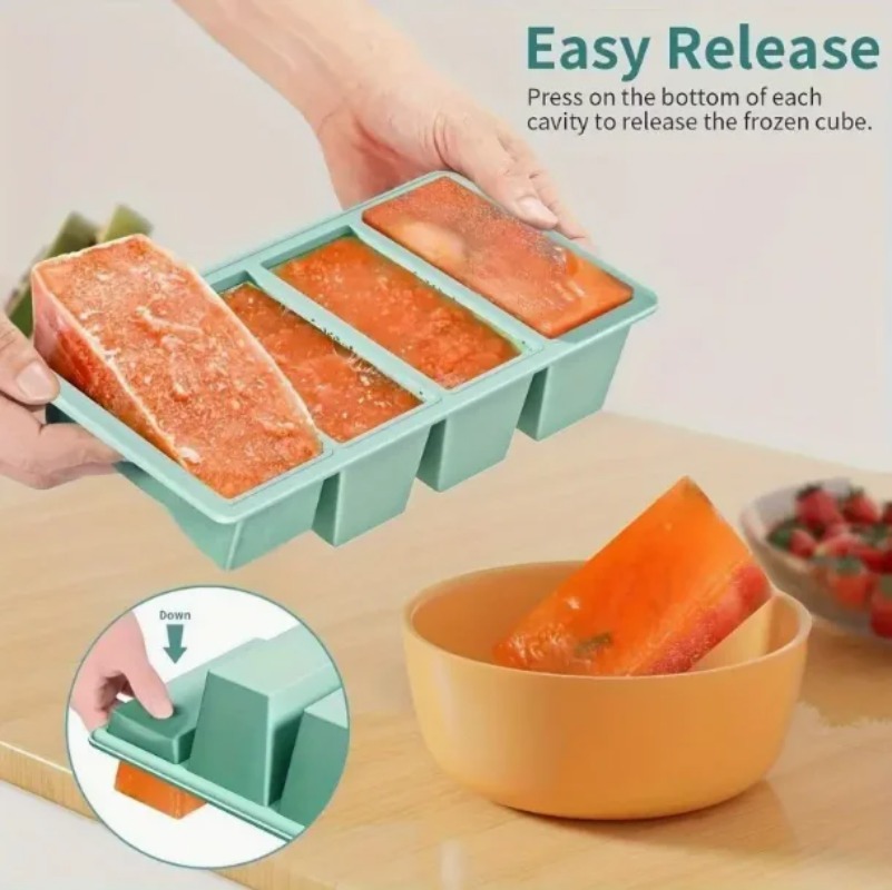 1Pc 실리콘 냉동고 트레이 뚜껑 포함 4 그리드 보관 - Food Storage Frozen 리뷰 및 가격
