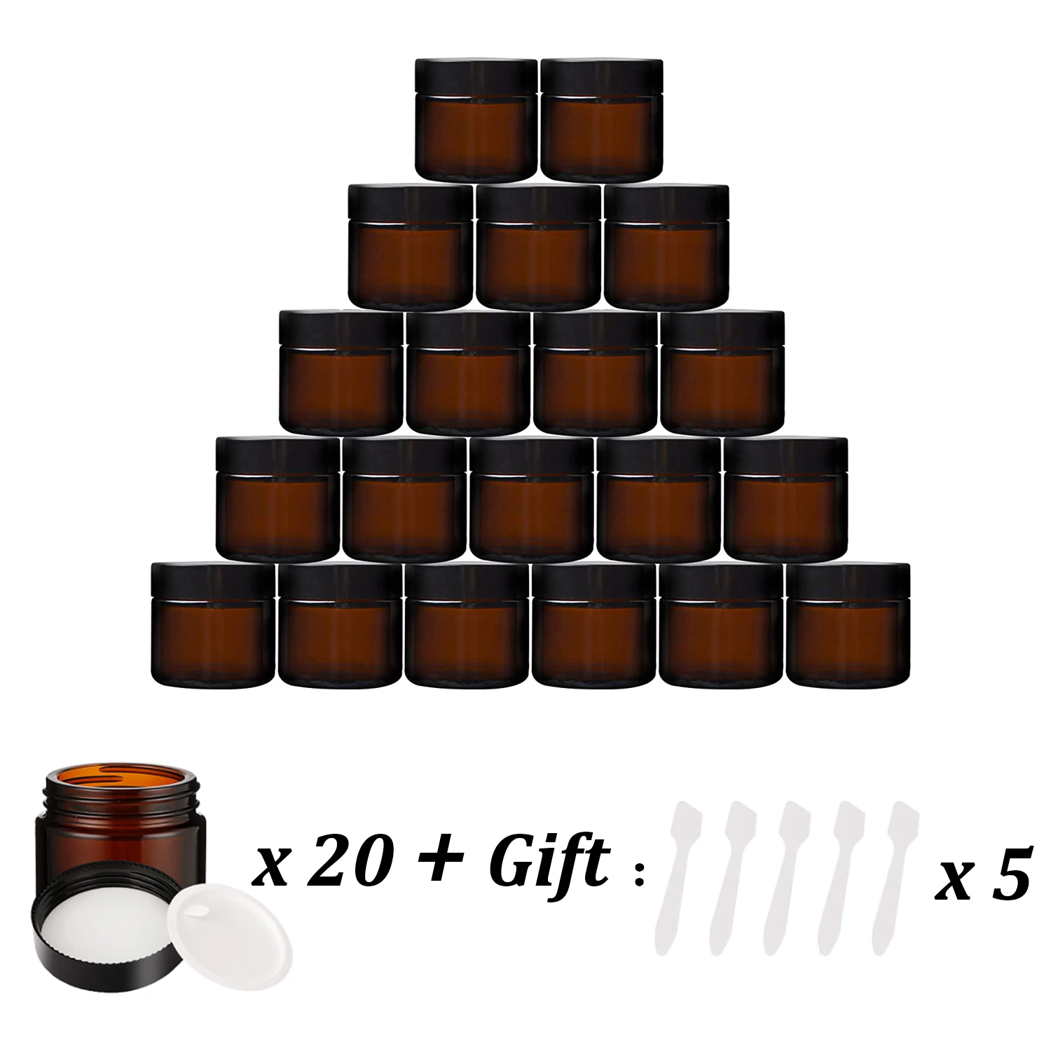 20PCS 검은 뚜껑이있는 작은 앰버 유리 항아리 크림 - Food Storage Glass Set 리뷰 및 가격