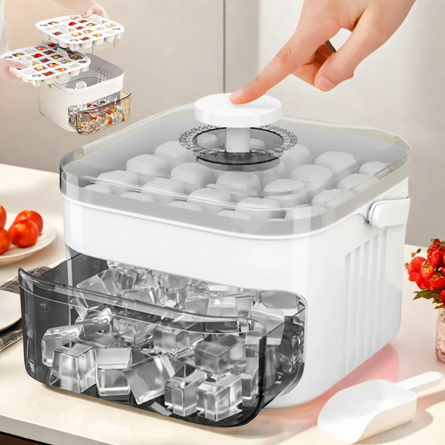 이지프레스 캡이 있는 큐브 제빙기 대용량 이중층 가정용 - Food Storage Equipment 리뷰 및 가격