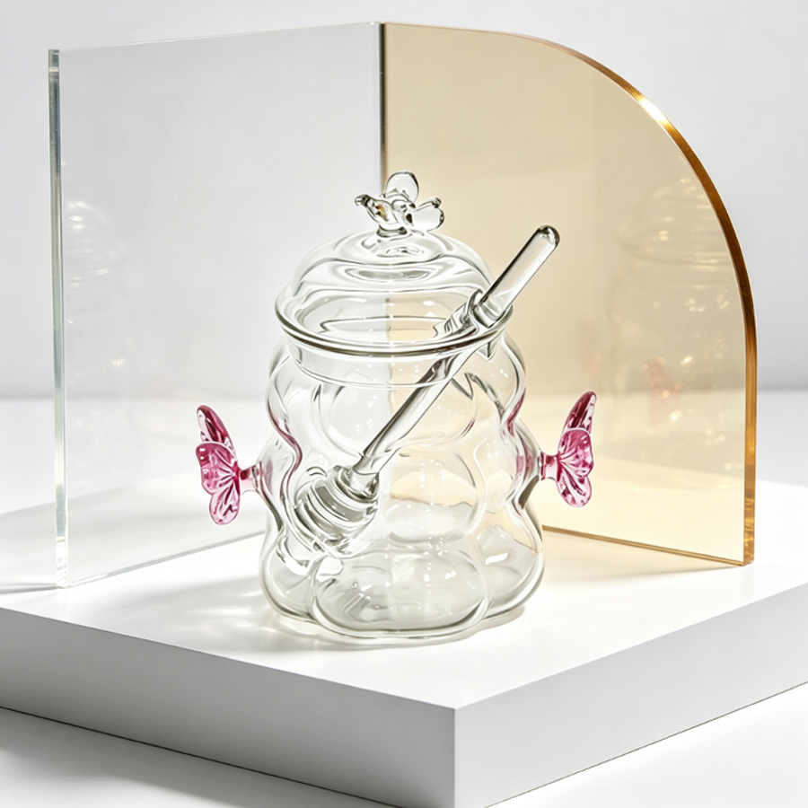 고내열성 붕규산 유리로 만든 꿀병으로, 벌 모양 뚜껑과 - Food Storage Glass Set 리뷰 및 가격