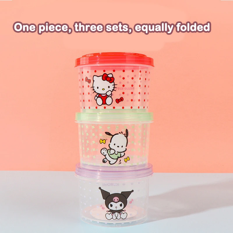 키티 도시락 세트 3종 귀여운 쌓을 수 있는 뚜껑있는  - Food Storage Kits 리뷰 및 가격